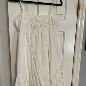 Loft Beach White Dress with Eyelet Detailing | Worn Only Once | Size Small